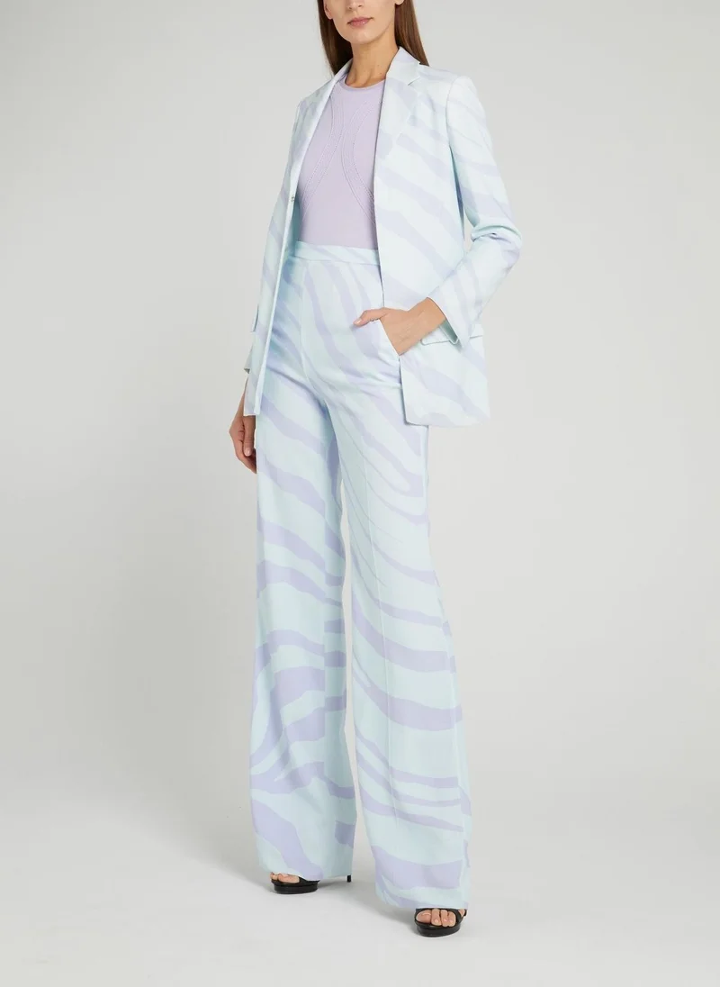 روبرتو كافالي Blue Animal Print Palazzo Pants