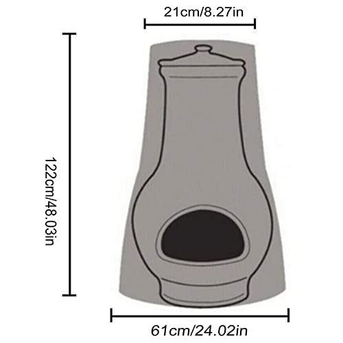 Shmziy Chiminea Covers Waterproof Protective Fire Pit Heater Cover Outdoor Patio Chiminea Caps Outdoor Patio Chiminea Covers Durable Wood Burning Chimineas Covers for Clay Chiminea Gray - Image 3