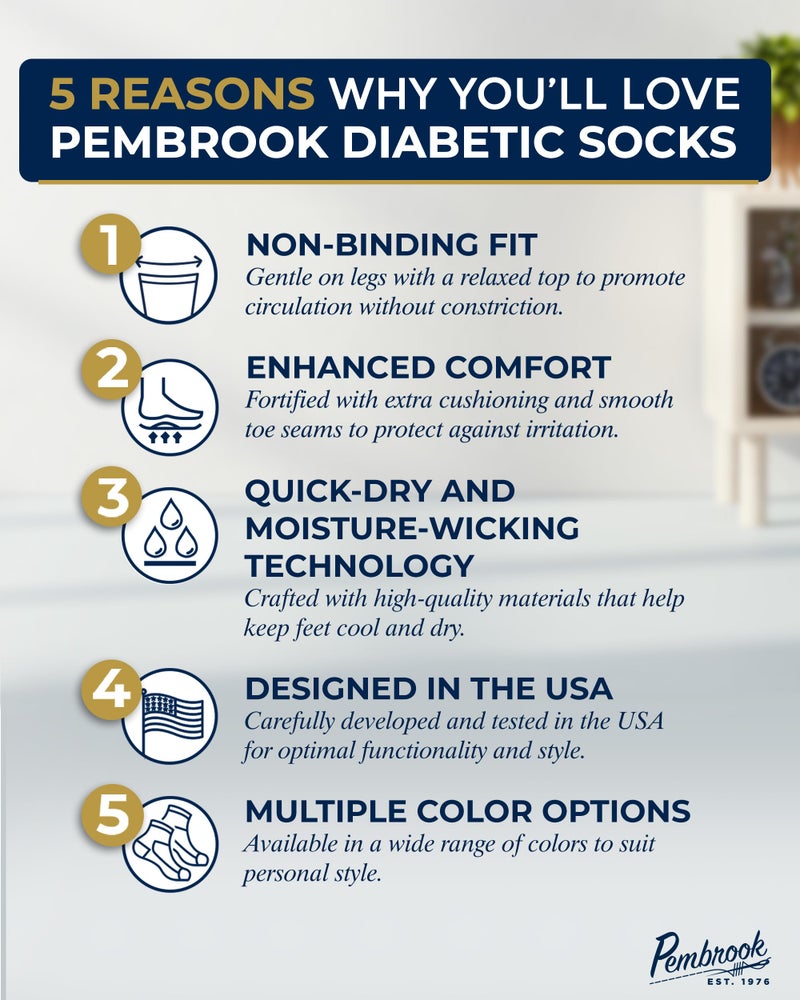 Pembrook Ankle Diabetic Socks for Women and Men - 6 Pairs | Low Cut Seamless Womens Diabetic Sock | Wide Ankle Neuropathy Socks for Women | Diabetic Socks Women 9-12 - Image 2