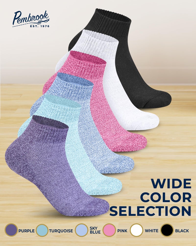 Pembrook Ankle Diabetic Socks for Women and Men - 6 Pairs | Low Cut Seamless Womens Diabetic Sock | Wide Ankle Neuropathy Socks for Women | Diabetic Socks Women 9-12 - Image 5