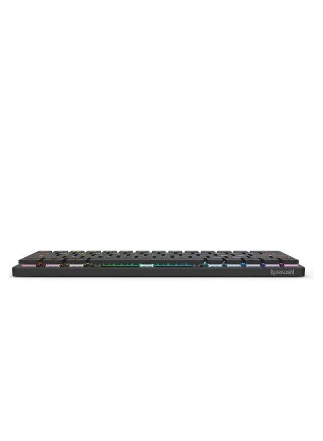 ريدراجون K624P ELISE PRO RGB 60% لاسلكي 2.4 جيجا هرتز / بلوتوث 5.0 / لوحة مفاتيح ميكانيكية للألعاب سلكية من النوع C - مفاتيح حمراء منخفضة المستوى (أسود) - Image 2