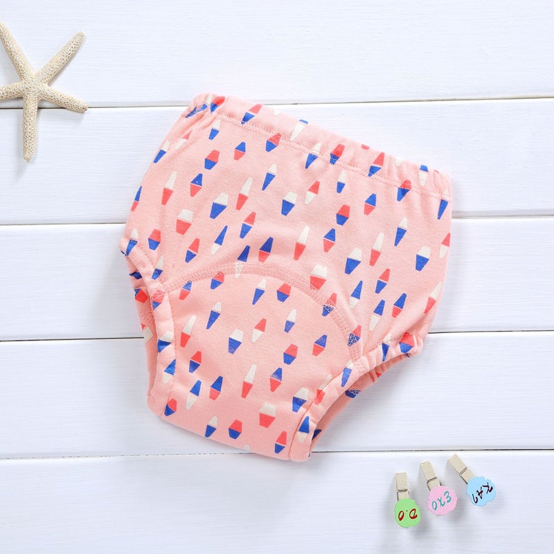 Korean 4-Layer Muslin Diaper Waterproof Reusable Cotton Training Pants for Newborn Ice cream 