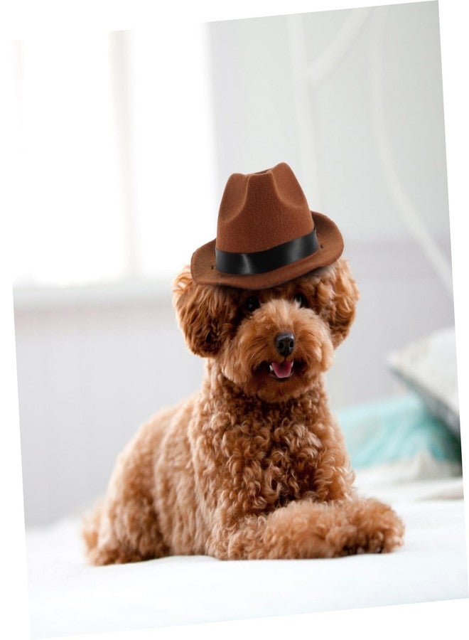 Healifty Mini Pet Fedora Hat, Brown Adjustable Cowboy Hat Cap Costume Accessory for Small Dogs and Cats Puppies Lightweight Puppy Birthday Photo Prop - Image 4