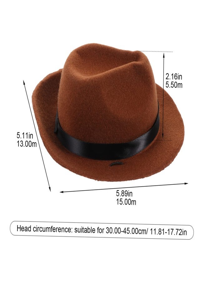 Healifty Mini Pet Fedora Hat, Brown Adjustable Cowboy Hat Cap Costume Accessory for Small Dogs and Cats Puppies Lightweight Puppy Birthday Photo Prop - Image 2