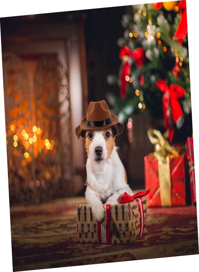 Healifty Mini Pet Fedora Hat, Brown Adjustable Cowboy Hat Cap Costume Accessory for Small Dogs and Cats Puppies Lightweight Puppy Birthday Photo Prop - Image 3