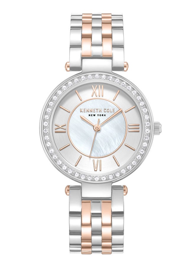 Kenneth Cole New York 32mm Analog Women's Watch with Silver-Rose Gold Stainless Steel Bracelet  - Image 1