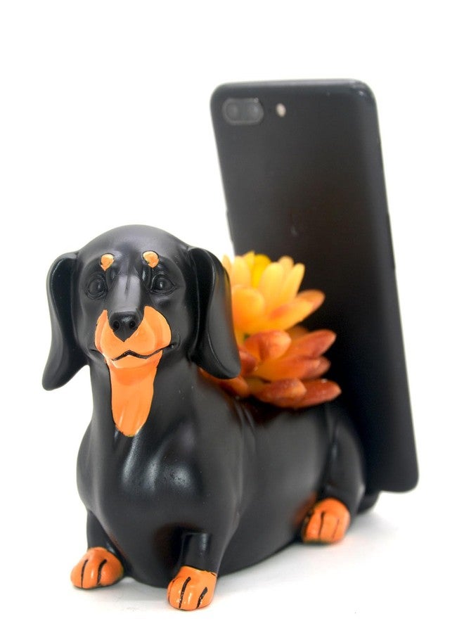 MONMOB Creative Cute Daschund Pen Pencil Holder with Phone Stand Home Office Desk Accessories Halloween Decoration Christmas Decor Black Dog Weiner Dog Dachshund Gifts - Image 3