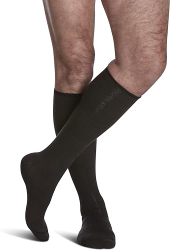 Sigvaris Men’s Merino Wool 192 Knee-High Compression Socks 15-20mmHg - Black - C (Large) - Image 5