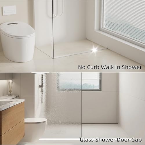 cuysfead 78 inch Shower Threshold Water Dam Barrier Water Stopper, Glass Shower Door Bottom Seal Strip, Silicone Rubber Kitchen Sink Splash Guard for Countertop, Bathtub, Bathroom（White） - Image 5