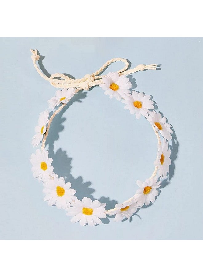 شينج زي عصابة رأس أنيقة من 3 قطع من XINGZI على شكل زهرة الأقحوان، تاج من الزهور على شكل بوهو، قطعة رأس، أداة ربط الشعر، ربطة لف، إكليل زهور لحفلات الزفاف والمهرجانات ومناظر الشاطئ والمهرجانات والفتيات والسيدات على شاطئ البحر والعطلات - Image 2