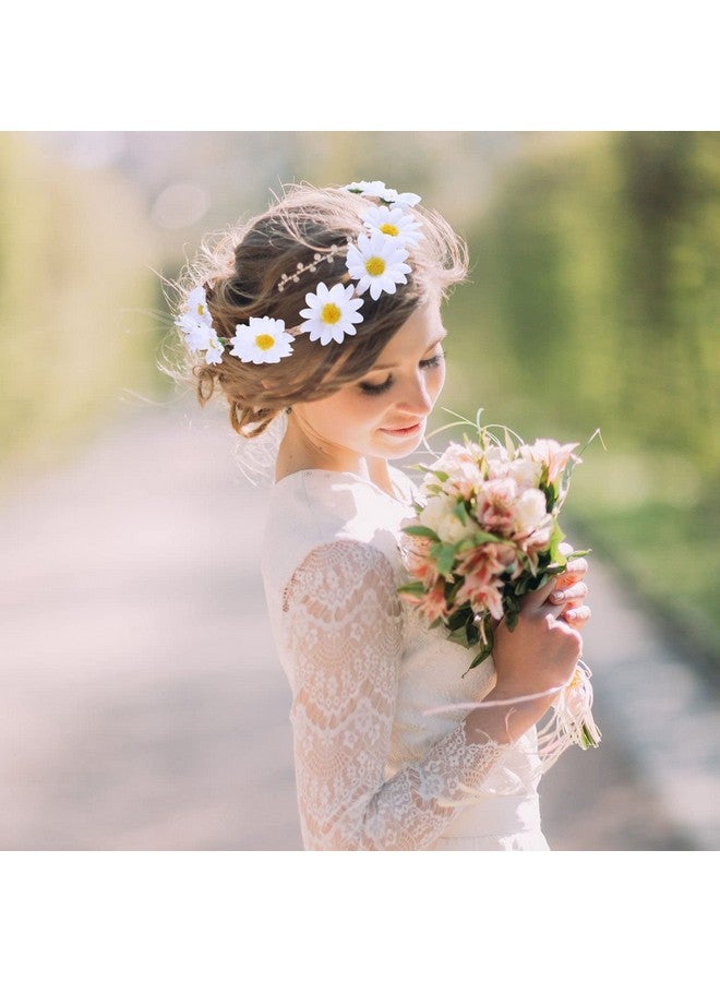 شينج زي عصابة رأس أنيقة من 3 قطع من XINGZI على شكل زهرة الأقحوان، تاج من الزهور على شكل بوهو، قطعة رأس، أداة ربط الشعر، ربطة لف، إكليل زهور لحفلات الزفاف والمهرجانات ومناظر الشاطئ والمهرجانات والفتيات والسيدات على شاطئ البحر والعطلات - Image 4