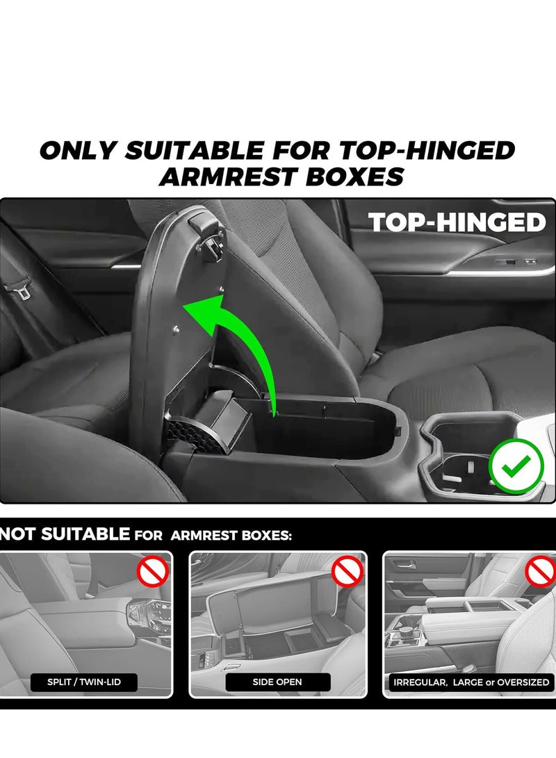 Car Armrest Cushion Car Center Console Cover, Leather Armrest Cushion Universal Middle Console Cushion with Storage Box, Cup Holder, Tissue Box and Phone Slot Black - Image 2