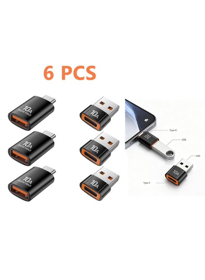 نيكور مجموعة محولات OTG مكونة من 6 قطع: من Type-C إلى USB للشحن السريع ونقل البيانات، متوافقة مع أجهزة Samsung وXiaomi وMacBook وأجهزة الكمبيوتر المحمولة والأجهزة اللوحية وغيرها. تتضمن: 3 محولات (USB ذكر إلى Type-C أنثى) و3 محولات (Type-C ذكر إلى USB أنثى). - Image 1