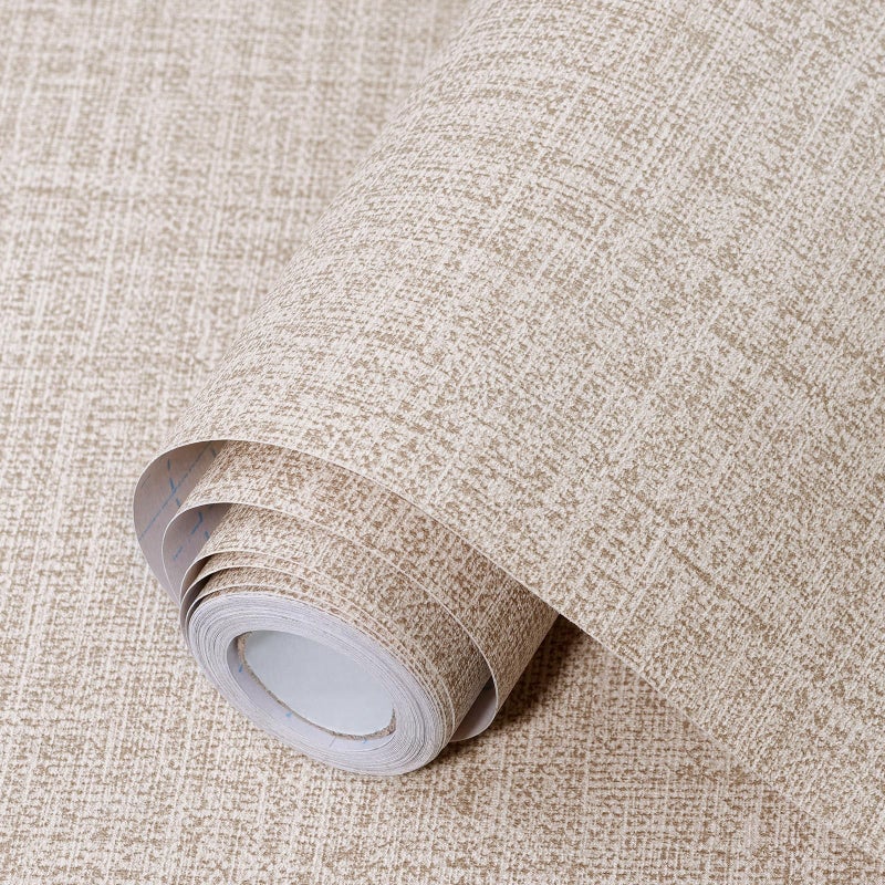 Uooar Khaki Grasscloth Peel and Stick Wallpaper 173x120 Faux Linen Textured Contact Paper Removable Self Adhesive Vinyl Wallpaper for Bedroom Bathroom Kitchen Cabinets