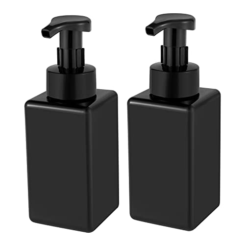 UUJOLY Foaming Soap Dispenser, 15oz Refillable Pump Bottle Plastic for Liquid Soap, Shampoo, Body Wash, 2 Pcs, Black - Image 5