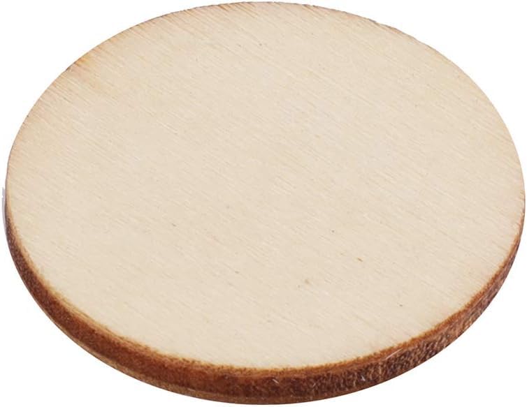 Haoser 100 Pieces 1 Inch Unfinished Wood Craft Circle Cutouts Round Natural Wooden Disc Circles Slices for DIY Crafts and Decoration - Image 4