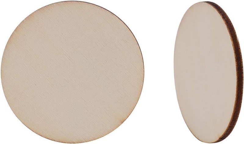 Haoser 100 Pieces 1 Inch Unfinished Wood Craft Circle Cutouts Round Natural Wooden Disc Circles Slices for DIY Crafts and Decoration - Image 5