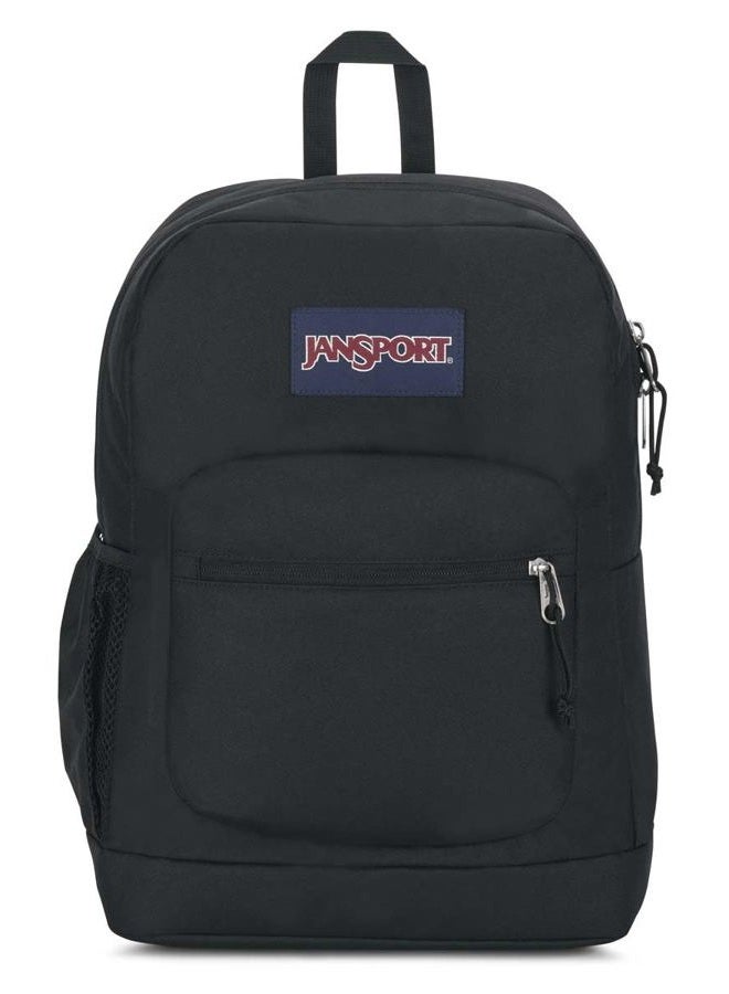 JANSPORT Cross Town Plus Backpack - Large Main Compartment, Side Water Bottle Pocket, 15-Inch Padded Laptop Sleeve - Black - Image 1