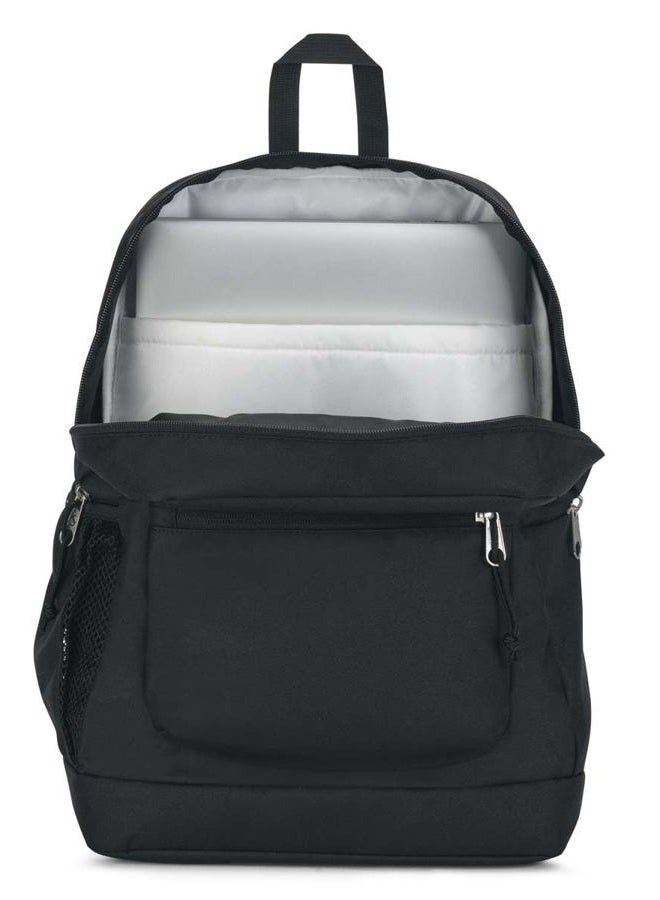 JANSPORT Cross Town Plus Backpack - Large Main Compartment, Side Water Bottle Pocket, 15-Inch Padded Laptop Sleeve - Black - Image 5