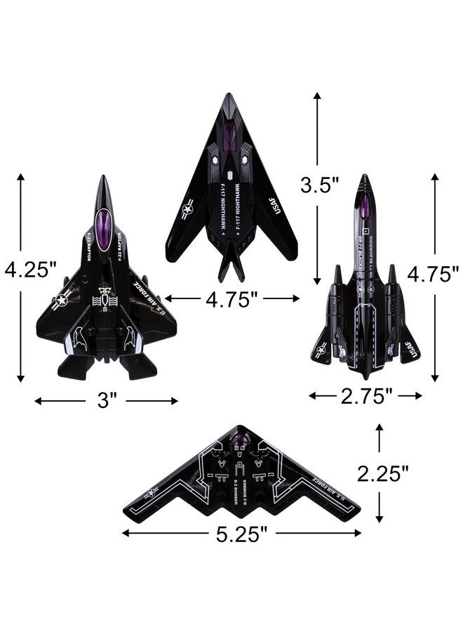 ArtCreativity ArtCreativity Diecast Stealth Bomber Toy Jets with Pullback Mechanism, Set of 4, Diecast Metal Jet Plane Airplane Toys for Boys, Air Force Military Cake Decorations, Aviation Party Favors  - Image 3