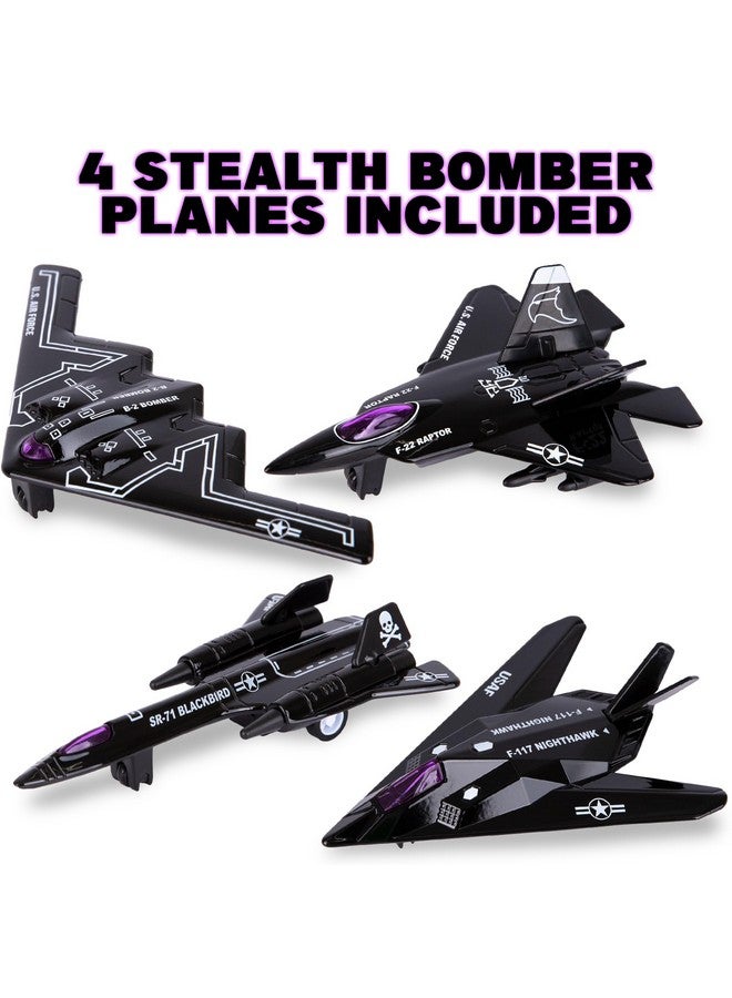 ArtCreativity ArtCreativity Diecast Stealth Bomber Toy Jets with Pullback Mechanism, Set of 4, Diecast Metal Jet Plane Airplane Toys for Boys, Air Force Military Cake Decorations, Aviation Party Favors  - Image 2