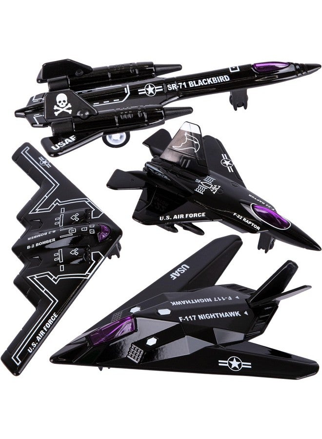 ArtCreativity ArtCreativity Diecast Stealth Bomber Toy Jets with Pullback Mechanism, Set of 4, Diecast Metal Jet Plane Airplane Toys for Boys, Air Force Military Cake Decorations, Aviation Party Favors  - Image 1
