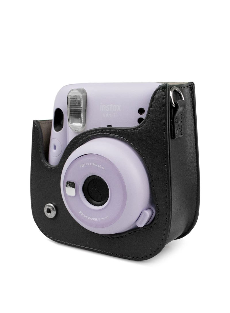 Y&D PU Leather Case for Fujifilm Instax Mini 11, with Adjustable Shoulder Strap Instant Camera Cover Black Dog Designed - Image 3