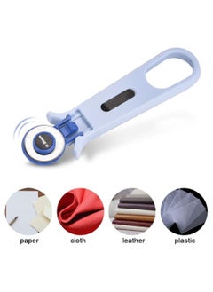 Excefore Fabric Cutting Knife 45mm Rotary Cutter for Fabric Safety Lock Ergonomic Classic Comfort Loop Fabric Small Rotary Cutter for Sewing Quilting Crafting Blue  - Image 4