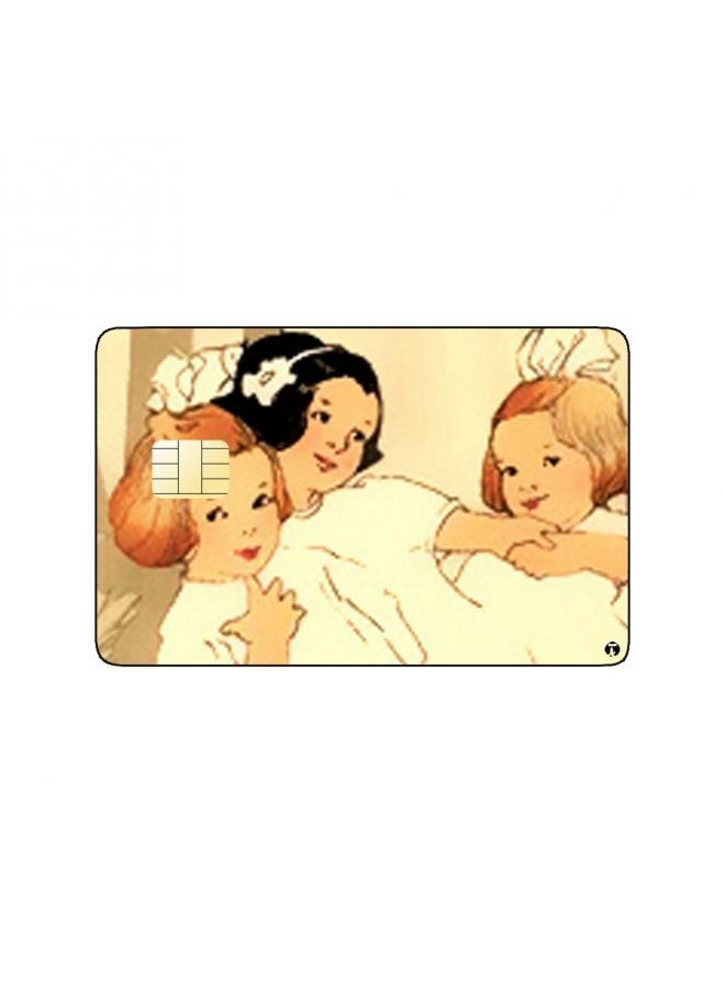 RKN PRINTED BANK CARD STICKER Cute Girls Vintage Art In White Skirts  - Image 2