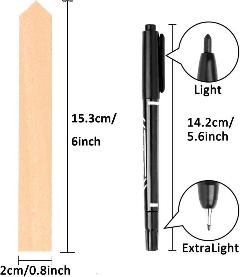 Whaline 50Pcs Wooden Plant Labels with A Marker Pen, Waterproof Pointed Wooden Plant Sign Tags Eco-Friendly Garden Markers for Seed Potted Herbs Flowers Vegetables (15 x 2 cm) - Image 2