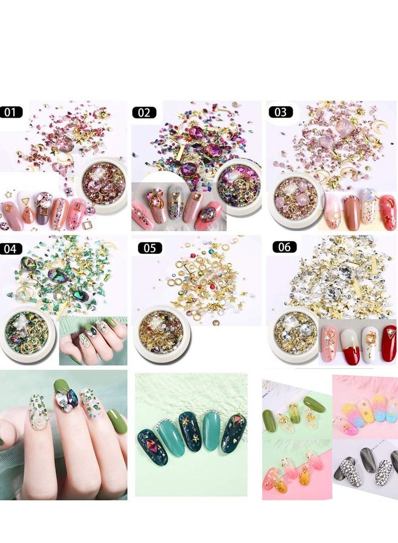 KASTWAVE 6 Boxes Mixed Nail Art Rhinestones Diamonds Crystals Beads Gems for 3D Nails Art Decoration Nail Art Supplies - Image 3