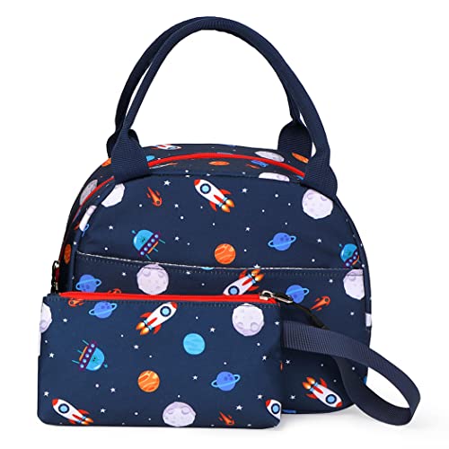 Dorlubel Lightweight Backpack for Boys School Backpack with Insulated Lunch Tote & Pencil Case Preschool Kindergarten Elementary Book Bag Set(Navy Blue Space) - Image 3