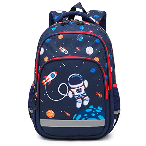 Dorlubel Lightweight Backpack for Boys School Backpack with Insulated Lunch Tote & Pencil Case Preschool Kindergarten Elementary Book Bag Set(Navy Blue Space) - Image 2
