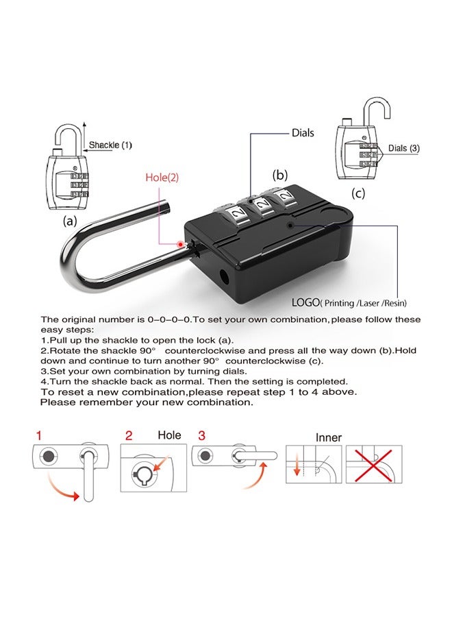2 Pack Combination Lock 4 Digit Outdoor Waterproof Padlock Black - Image 2