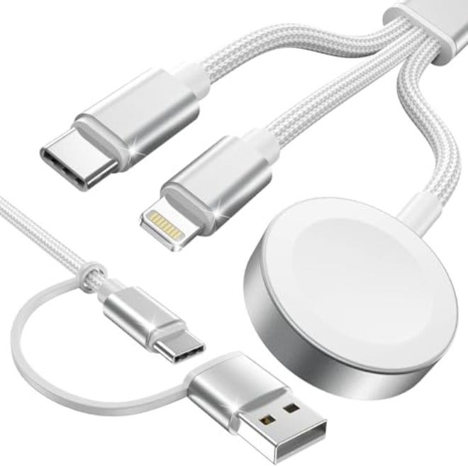 مستلزمات السفر، كابل USB‑C 3 في 2 لشحن ساعة آبل وآيفون - Image 2