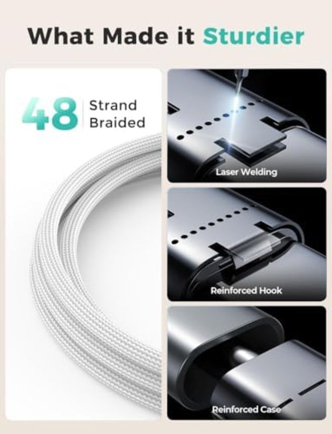 مستلزمات السفر، كابل USB‑C 3 في 2 لشحن ساعة آبل وآيفون - Image 3
