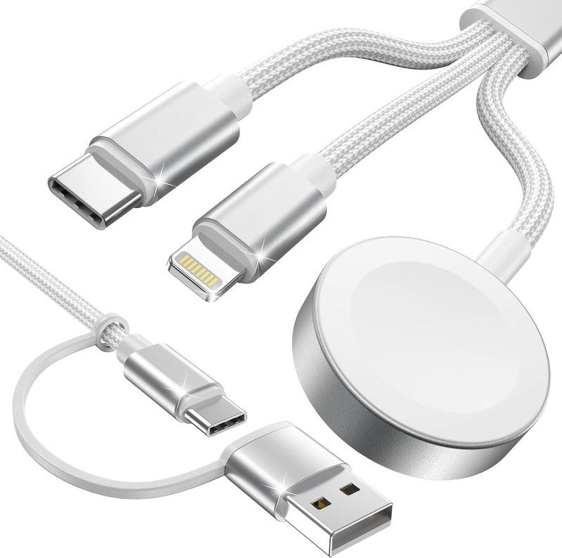 مستلزمات السفر، كابل USB‑C 3 في 2 لشحن ساعة آبل وآيفون - Image 1