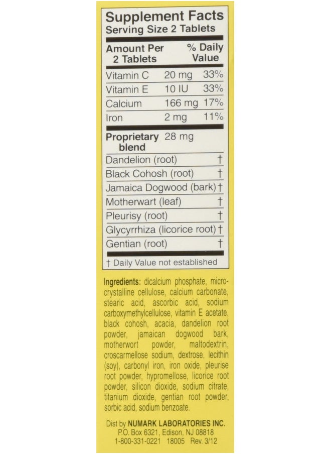 Lydia Pinkham Herbal Supplement Tablets for Menstruation and Menopause Support, 72 Count
