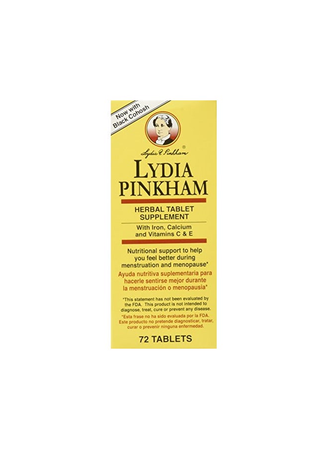 Lydia Pinkham Herbal Supplement Tablets for Menstruation and Menopause Support, 72 Count
