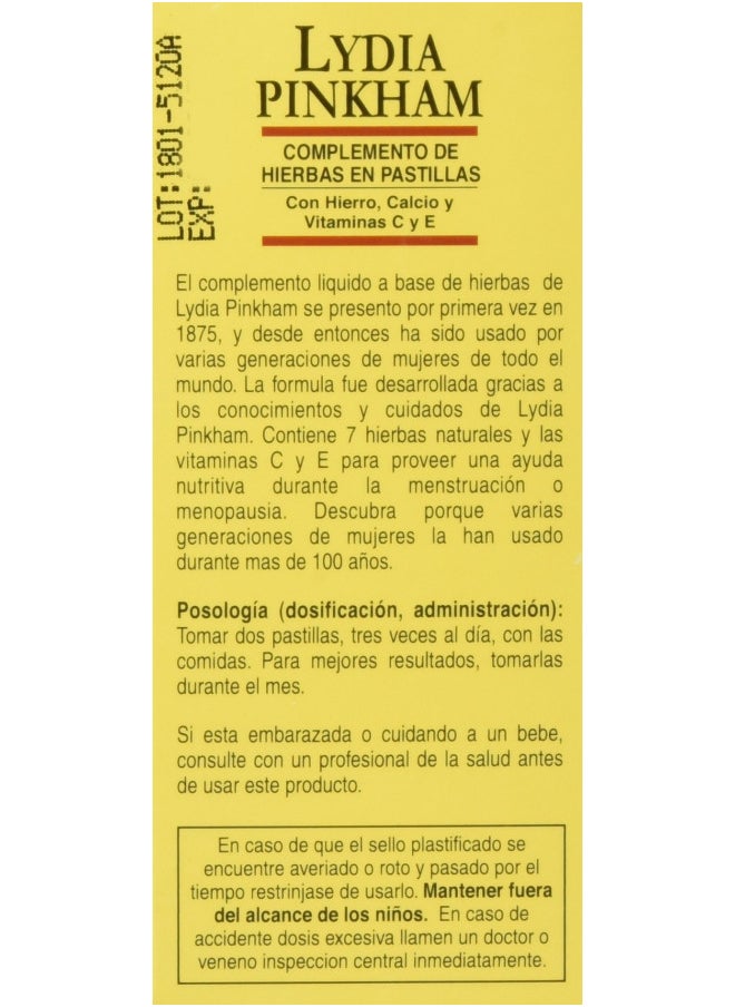 Lydia Pinkham Herbal Supplement Tablets for Menstruation and Menopause Support, 72 Count
