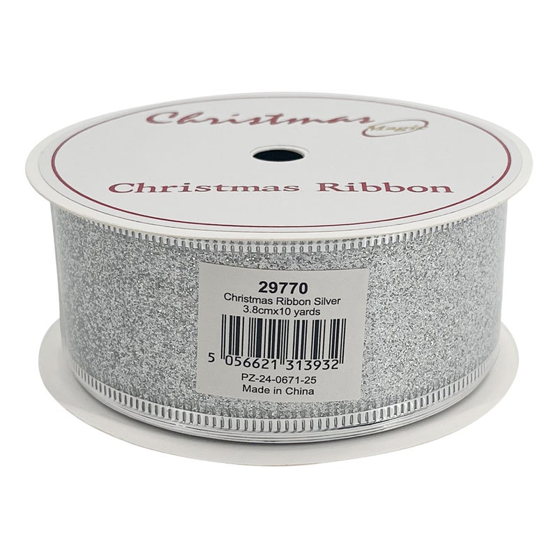 CHRISTMAS MAGIC Christmas Ribbon Silver 3.8cmx10 yards - Image 4