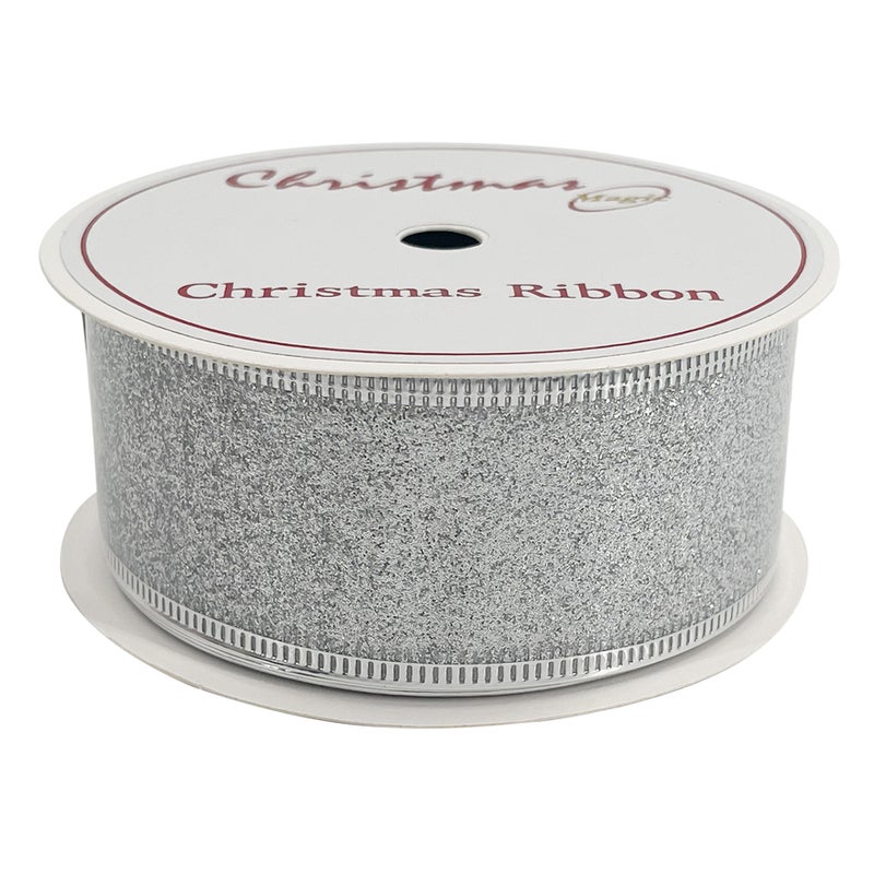 CHRISTMAS MAGIC Christmas Ribbon Silver 3.8cmx10 yards - Image 3