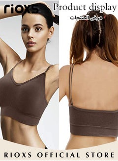 RIOXS 5 Pieces V Neck Padded Bralette for Women Cami Bra Wireless Tank Top Bra Sports Bra with Adjustable Straps  - Image 3