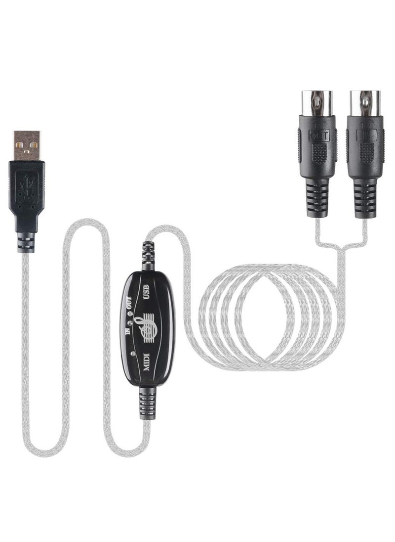 Generic USB Midi Cable Midi Input and Output Cable Adapter Converter Connect Piano Keyboard to PC Computer Synthesizer for Windows Mac 2M Cable  - Image 1