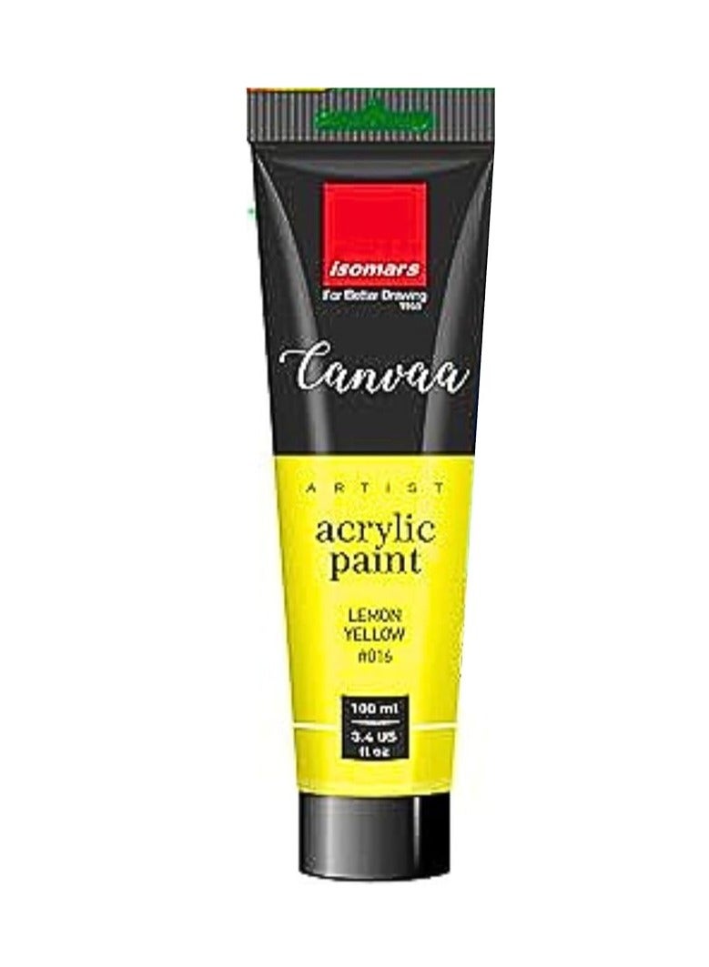 Isomers Canvaa Acrylic Paint 100ml Vibrant Pigmented & Fadeproof Colors - ARTIST SERIES - For Canvas Painting, Scrap Book, Paper Board, Wood & Terracotta Lemon Yellow - Image 2