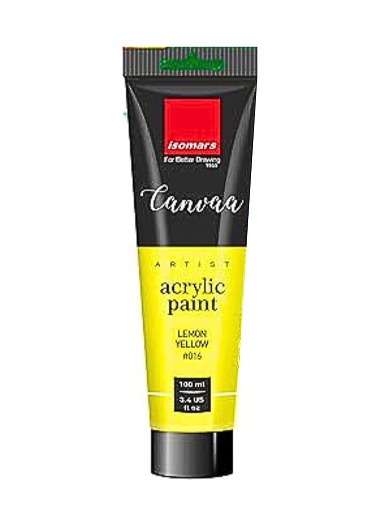 Isomers Canvaa Acrylic Paint 100ml Vibrant Pigmented & Fadeproof Colors - ARTIST SERIES - For Canvas Painting, Scrap Book, Paper Board, Wood & Terracotta Lemon Yellow - Image 1
