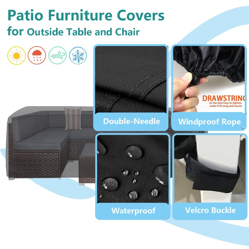 Oslimea Patio Furniture Set Cover Outdoor Sectional Sofa Set Covers Outdoor Table and Chair Set Covers Water Resistant Large, 126" L x 63" W x 28" H - Image 4