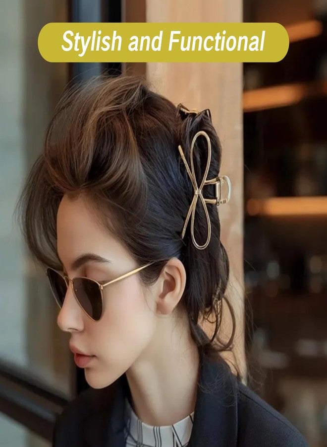مشابك شعر معدنية ذهبية اللون من NIIIYTYB، بتصميم فيونكة، إكسسوارات شعر أنيقة بألوان محايدة، تثبيت قوي للشعر الكثيف، مشابك فيونكة صغيرة للبنات لتصفيف الشعر اليومي - Image 5