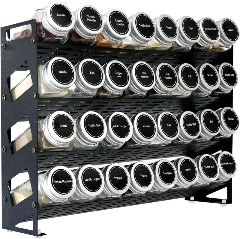 Ardier 4 Tier Countertop Spice Rack Organizer for Kitchen Cabinet Pantry or Wall Mount, Matte Black (Jars Not Included) - Image 1