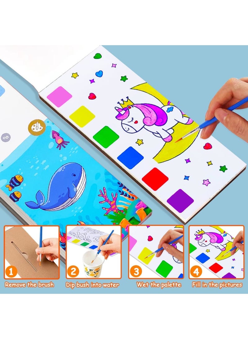 SYOSI Watercolor Painting Books for Toddlers, Travel-Friendly Paint with Water Kits, Arts and Crafts Set for Kids Ages 2-6, Fun Coloring Activity for Boys and Girls,6 Pack - Image 3